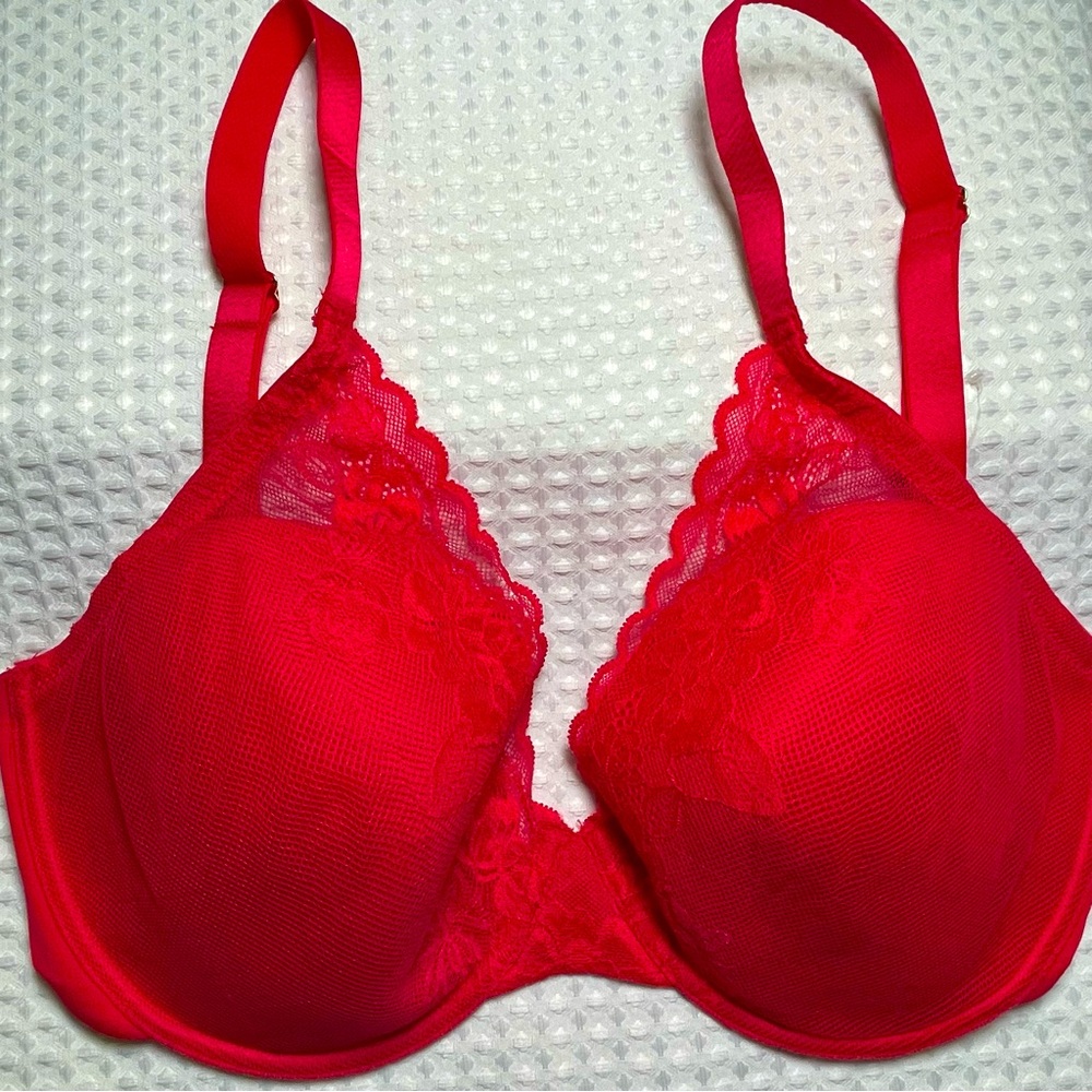 Natori Avail Full Figure 741258 Convertible Contour Underwire Bra 32H Lace Red